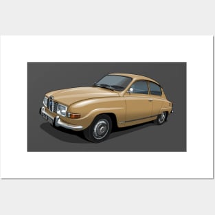 1971 Saab 96 saloon in ambra beige Posters and Art